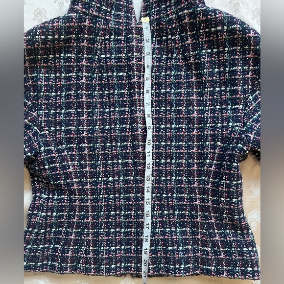Chanel 13K Runway Navy Multi-Color Tweed High Collar Jacket Blazer Plus Sz. 46 - Picture 16 of 16